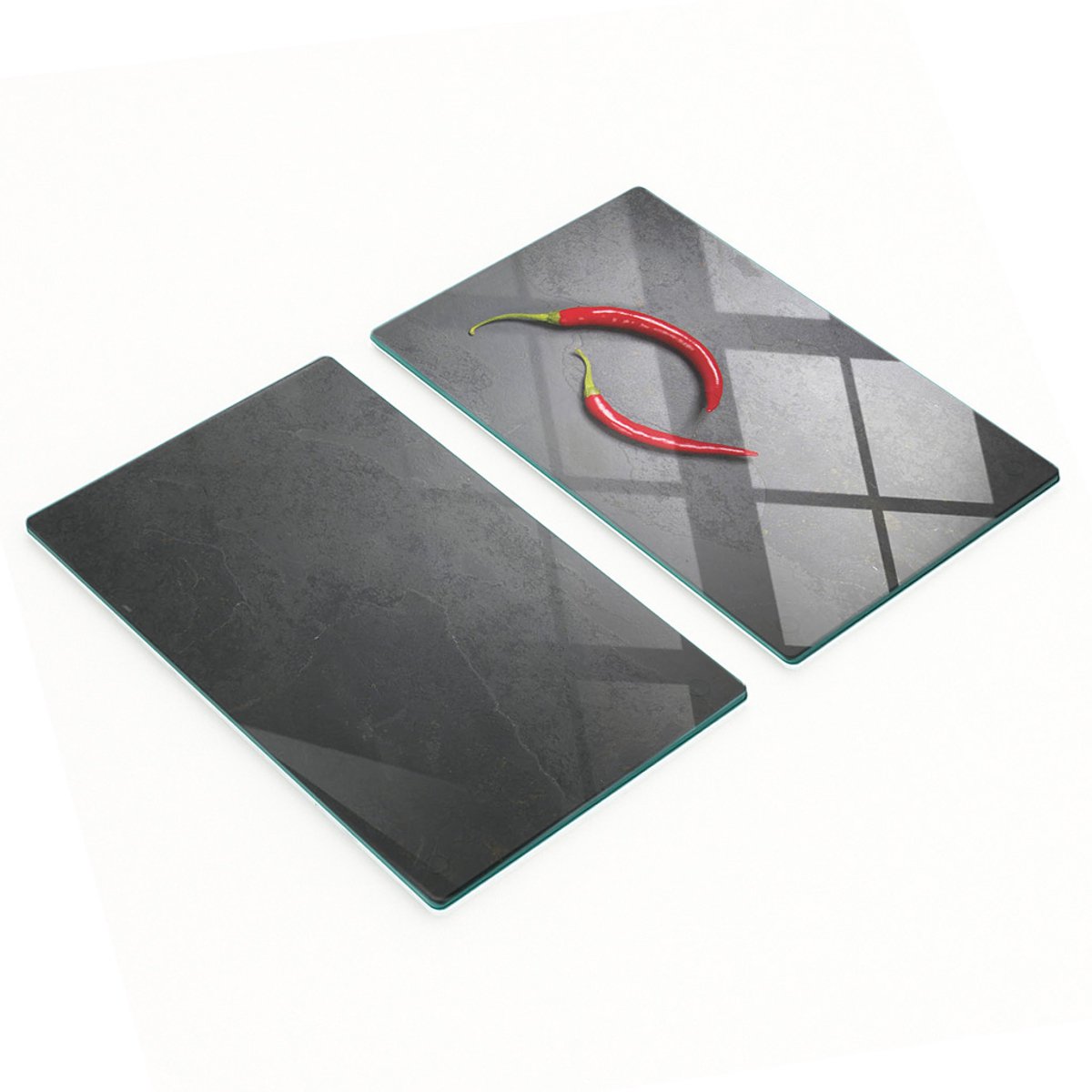 Duurzame en stijlvolle glazen snijplanken met chilipeperpatroon, 2x30x52 cm