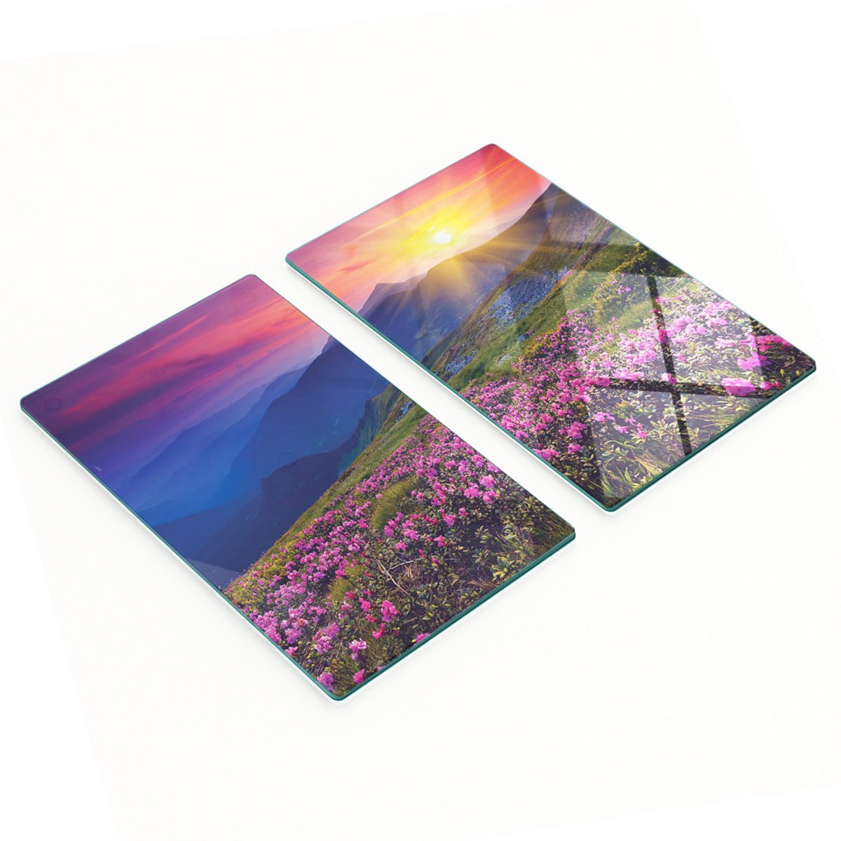Glazen snijplanken met rododendronbloemen, 2x30x52 cm