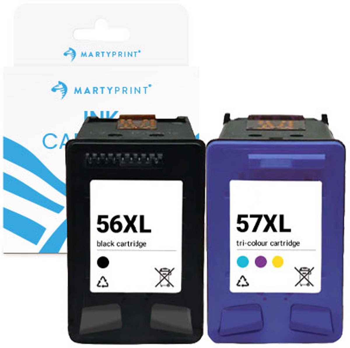 MartyPrint geschikt voor HP 56XL (C6656AE) + HP 57XL (C6657AE) inktcartridges voordeelbundel