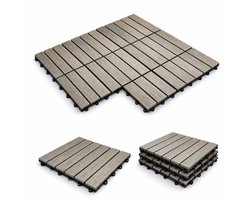 Vlondertegels Set 9 Stuks 30x30 cm – Kunsthout Kliktegels Grijs – Balkon & Terras Vloer – Houtlook Terrastegels