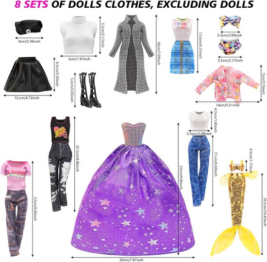 Poppenkleding Set - Accessoires Collectie - Poppen Aankleden - 31 Delige Uitbreiding - Voor Poppen 30cm van Merkloos — afbeelding 4