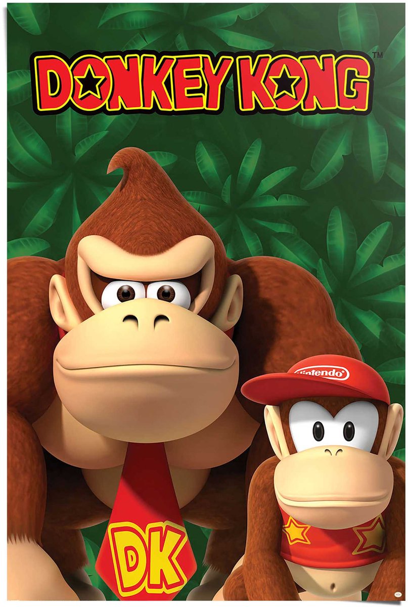 REINDERS Poster Nintendo - Donkey Kong and Diddy Kong - 91,5 x 61 - Papier - REINDERS Bonte kleuren