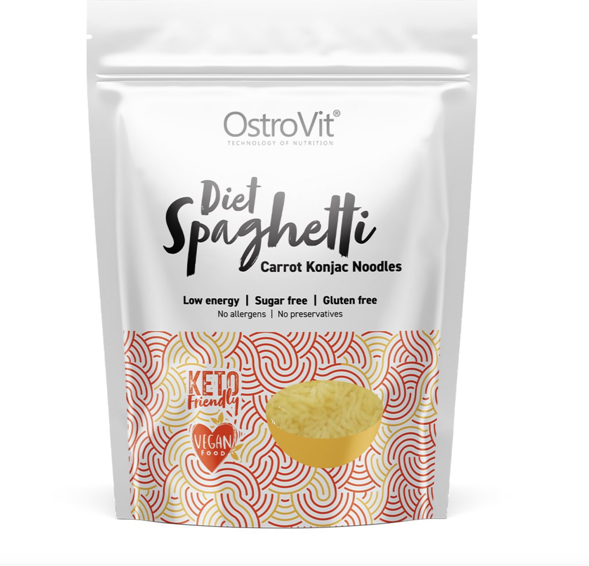 Diet Spaghetti Carrot Konjac Noodles 250 g Low-calorie spaghetti noodles made from konjac flour and powdered carrots - KETO Friendly