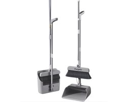 Purgato Stoffer en Blik met Lange Steel - 4in1 - Bezem - Wisser - Schoonmaaktanden - Binnen & Buiten