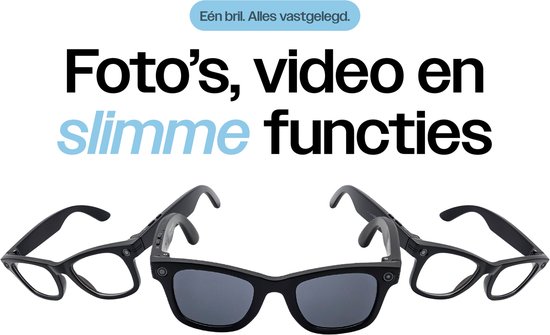 REBØNE® Camera Bril - AI Bril met Camera - Slimme Bril 8MP 1080p Full HD - Smart Glasses en Zonnebril met Bluetooth, Muziek en Bellen - 2 Sets Verwisselbare Glazen - Nederlandse App - Zwart met donkere Glazen — afbeelding 5