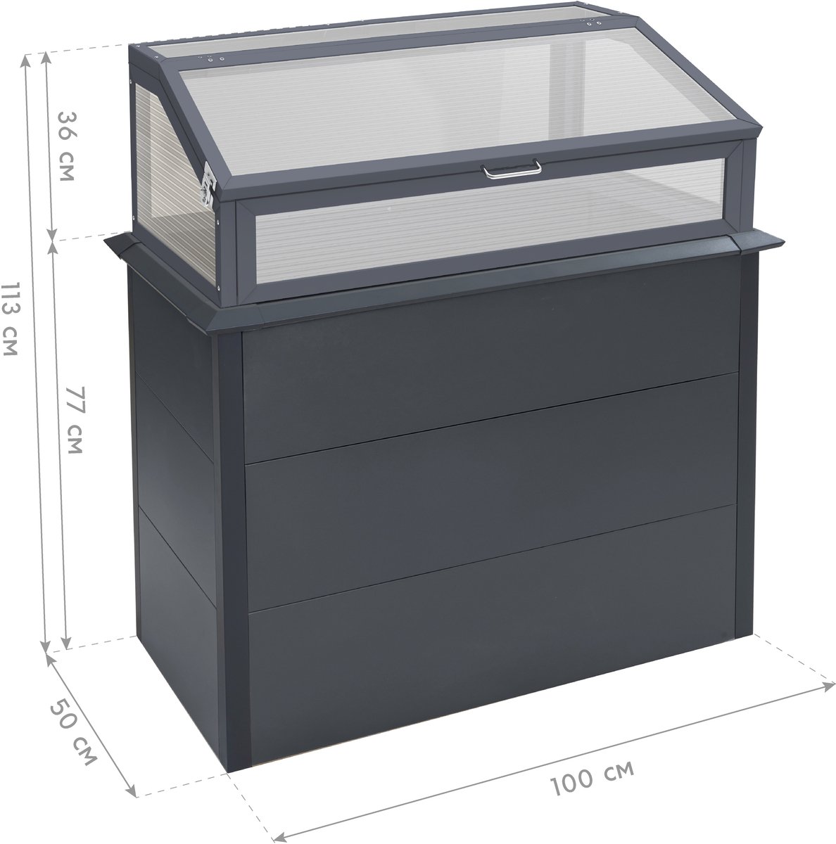 Westmann Primus Plus M Mini-serre surélevée 100x50x113 cm - Anthracite