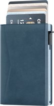 Prowallet Classic - Blauw - Pasjeshouder voor 9 Pasjes, Briefgeld en Muntgeld - Uitschuifbaar - RFID Creditcardhouder - Kaarthouder Portemonnee, Pashouder voor Mannen & Vrouwen - Aluminium, Kunstleer - Incl. Luxe Cadeaubox