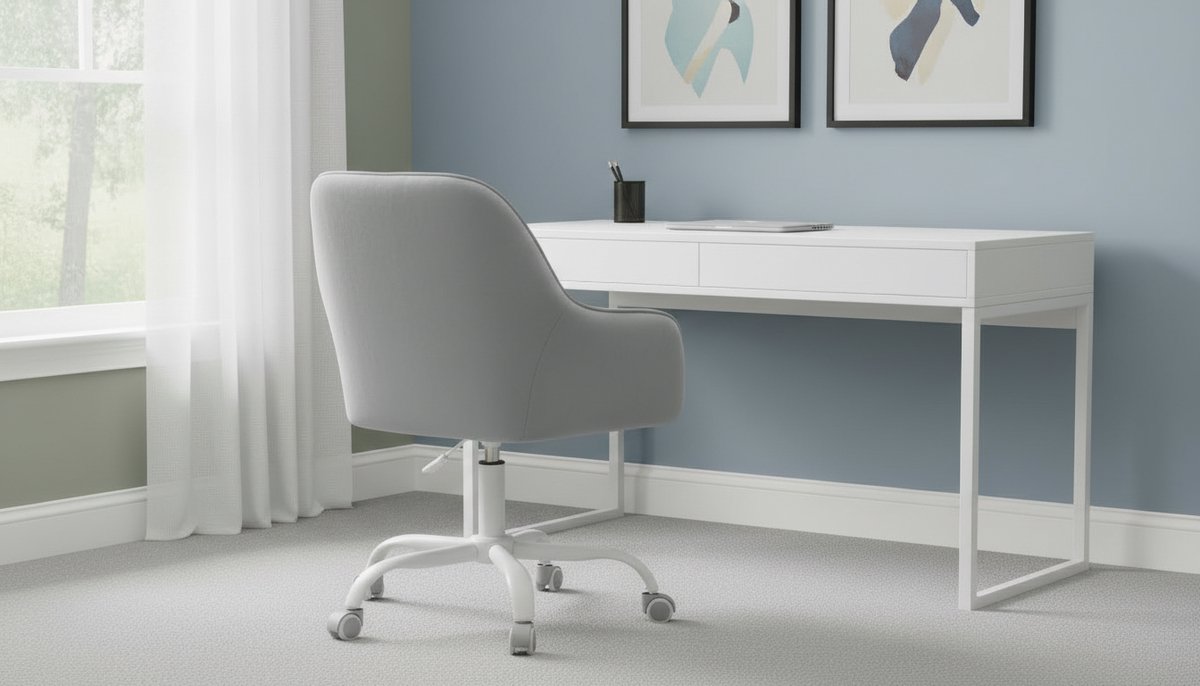 Bureaustoel Casa Velluto Luxe Fluwelen Draaistoel – Ergonomische Stoel met Schuimvulling, Verstelbare Hoogte en Rollende Wielen – Comfortabele Study & Home Office Stoel Duifgrijs