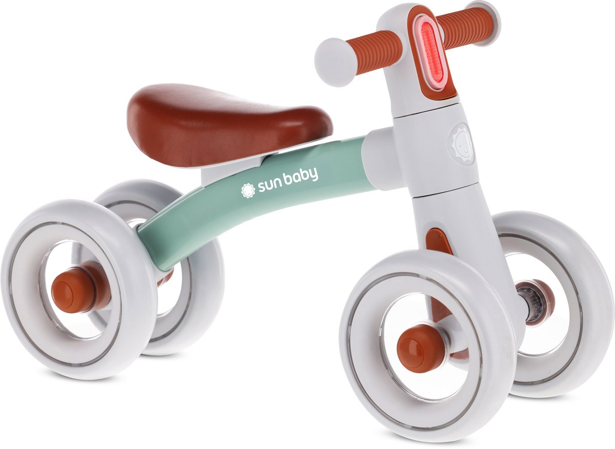sun baby Loopfiets voor Kinderen Zoomi - 12 maanden, max. 25 kg, Loopfietsen, stalen frame, EVA-schuimwielen, geveerd stuur met verlichting - Munt