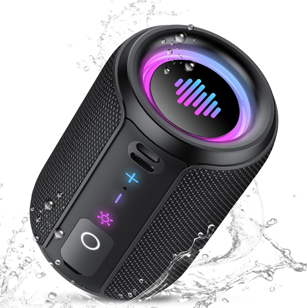 Draagbare Bluetooth Luidspreker - Draadloze Speaker - Muziek en Oproepen - IPX7 Waterdicht - 8x8x11.3 cm - Zwart