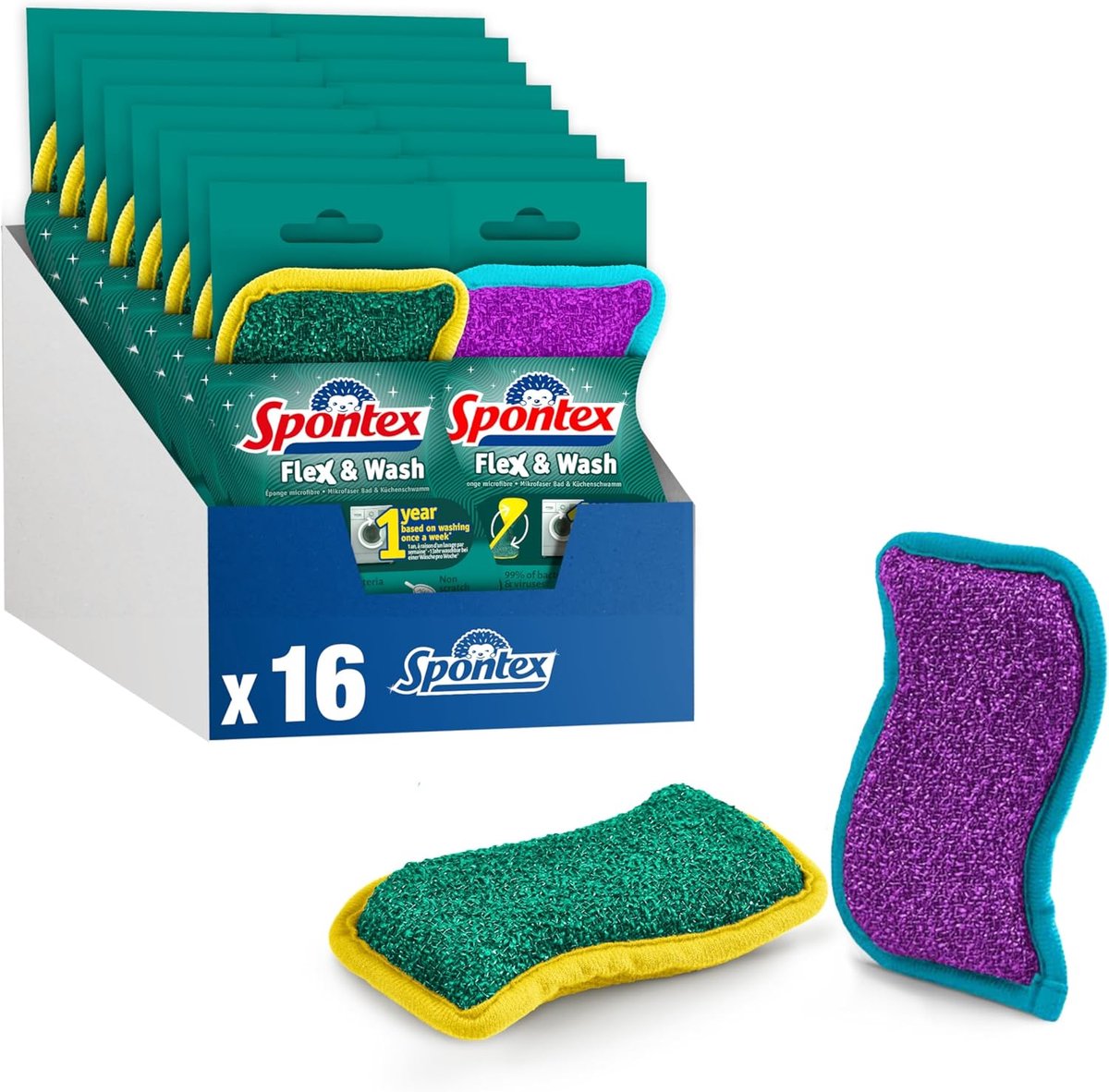 Herbruikbare Sponzen - Dubbelzijdige Doeken - Huis Schoonmaken - Machine Wasbaar - 16 Stuks