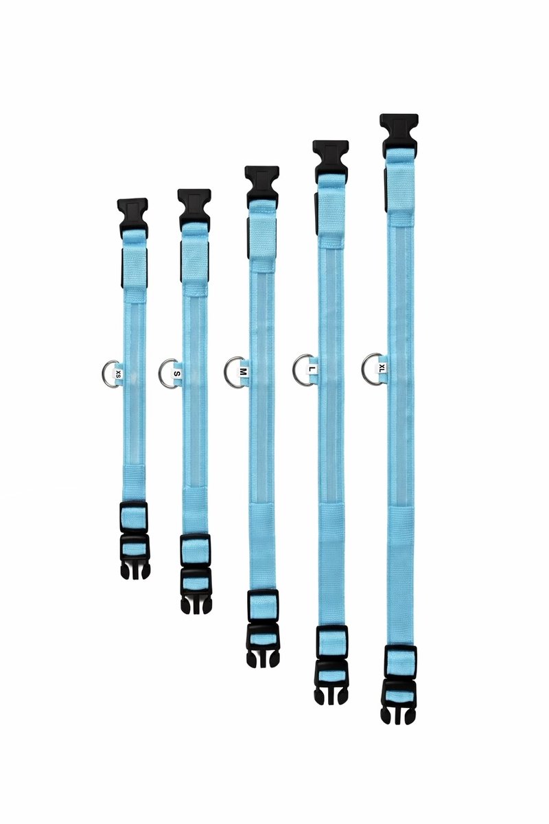Max&Mand LED Hondenhalsband L Blauw – USB Oplaadbaar – Verlichte Halsband Hond – Meerdere LED Kleuren – 4 Lichtstanden – Zichtbaar in Donker