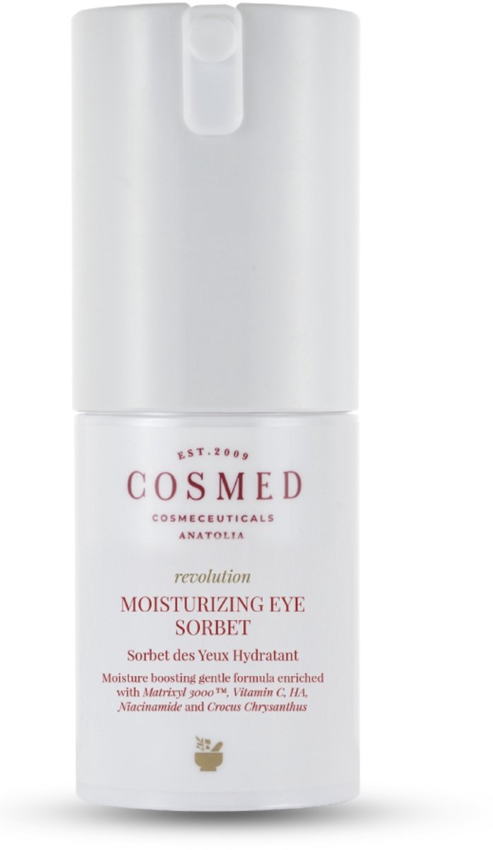 Cosmed Revolution – Moisturizing Eye Sorbet Oogcrème – Anti-Aging Ooggel met Niacinamide, Hyaluronzuur, Matrixyl 3000 en Vitamine C – Voor Donkere Kringen en Hydratatie – 15 ml
