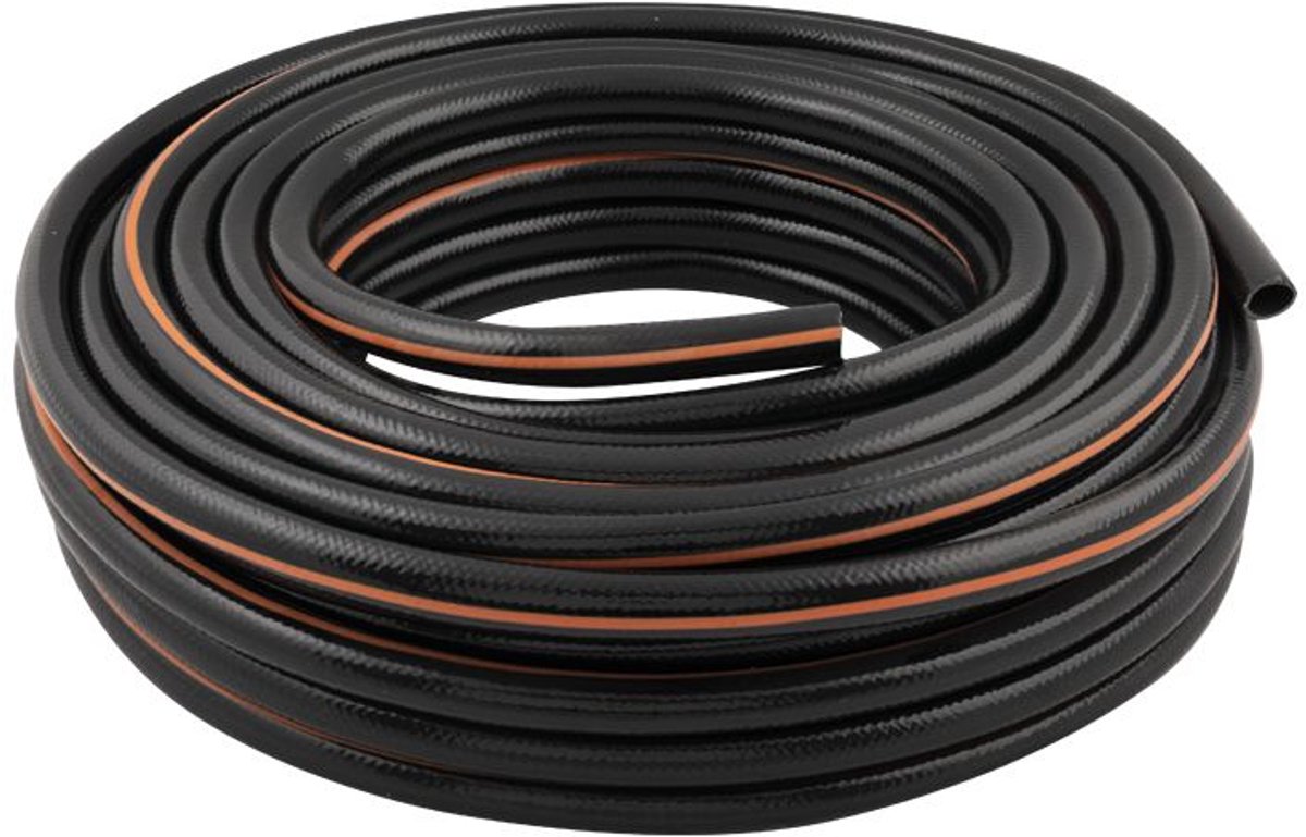BLACK+DECKER Tuinslang 25 Meter - ⌀13MM - Duurzaam PVC - Tuin Besproeien Auto Wassen Zwembad Vullen - Past op Elke Standaard Kraan - Zwart/Oranje
