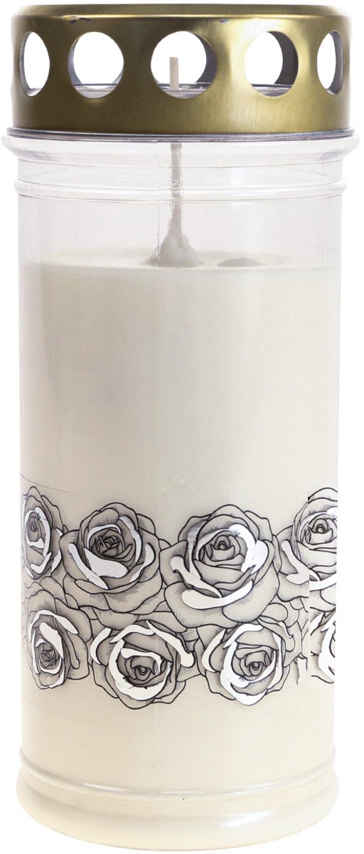 Viana Grafkaars witte rozen zilver rouwlicht Ø7cm H18cm 77h