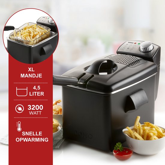 DOMO DO545FR XL Friteuse - 4L - Koude Zone - Kijkvenster