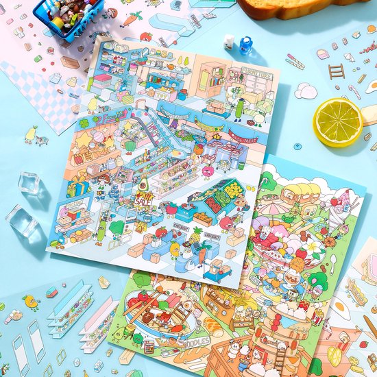 Foto: 3d sticker puzzel sticker therapie 2 stuks plus pincet 3d scene food scene 3d stickers stickerpuzzel sticker stickers volwassenen puzzel volwassenen hobby volwassenen stickers puzzels decoratieve stickers diy crafts 