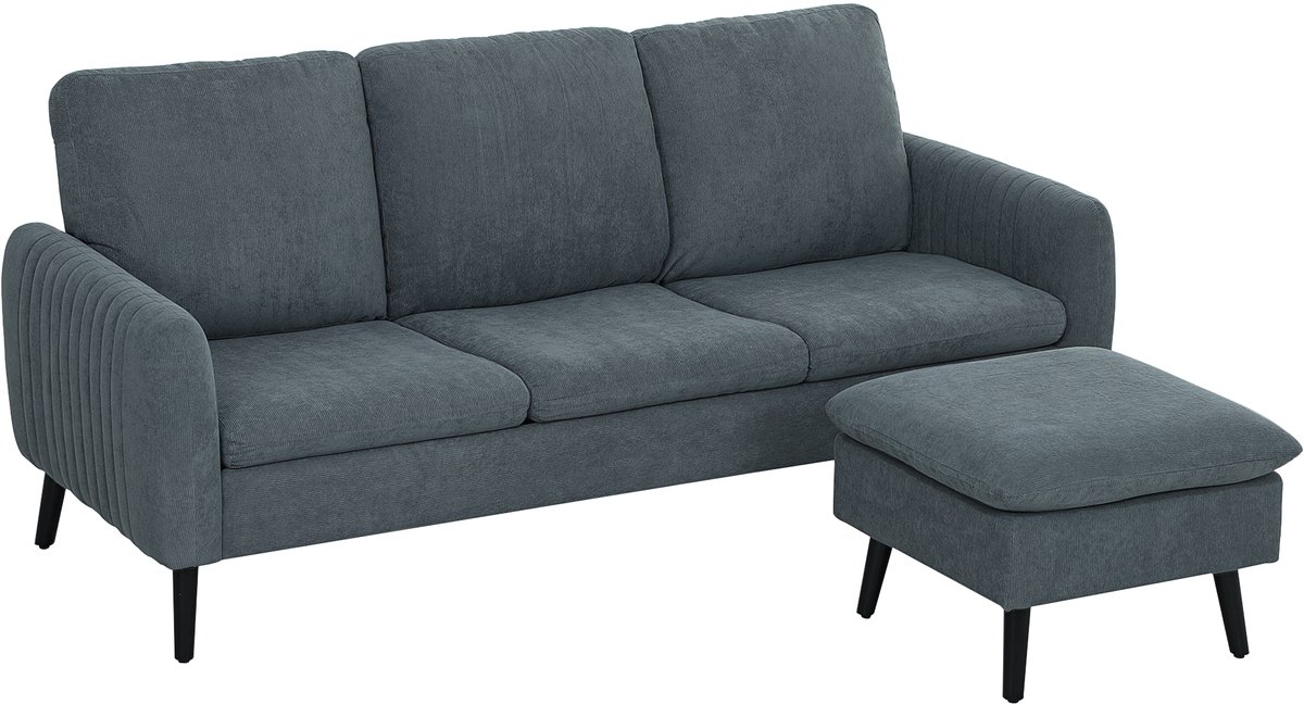 HOMCOM - Hoekbank - Polyester - Rubberhout - Donkergrijs