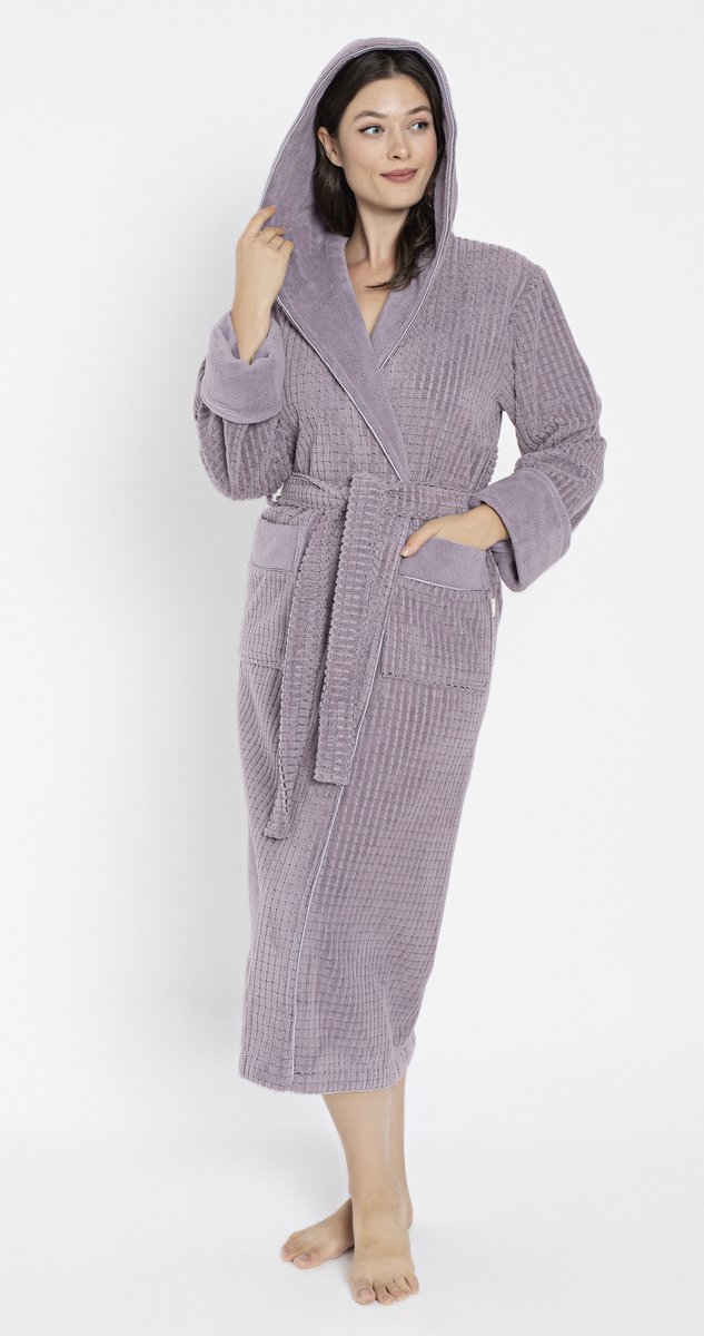 Dames Badjas Arianna / Bamboe Katoen / Lila kleur / maat L/XL