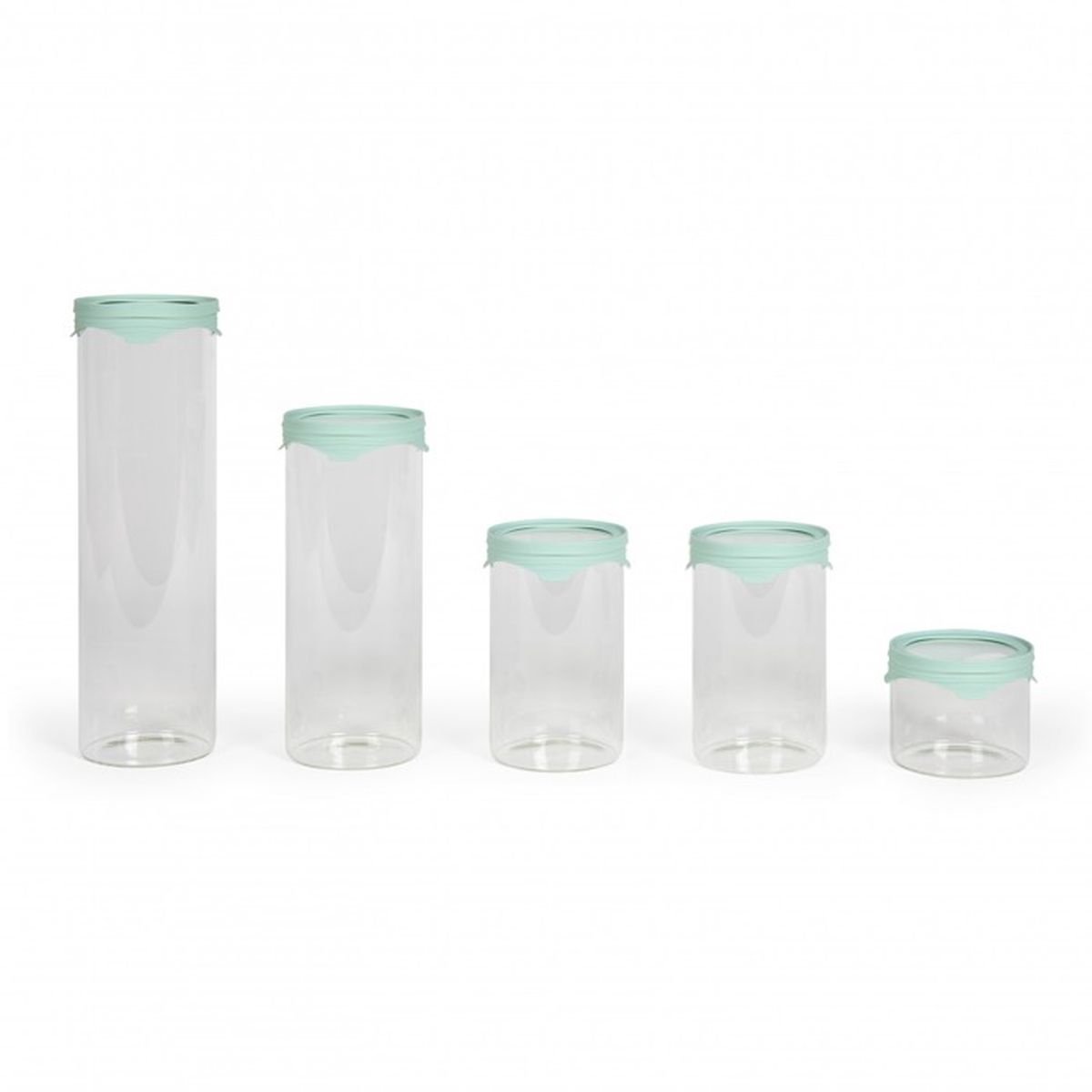 Set van 5 voorraadpotten - LIVOO - MEN399 - 450 ml - Borosciliaatglas - Siliconen en glazen deksel