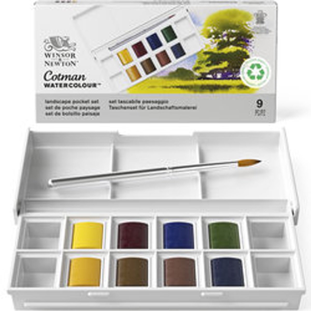 Winsor & Newton 0390673 Cotman Aquarelverf Set Landscape Pocket – 8 halve Watercolour napjes met reispenseel — afbeelding 11