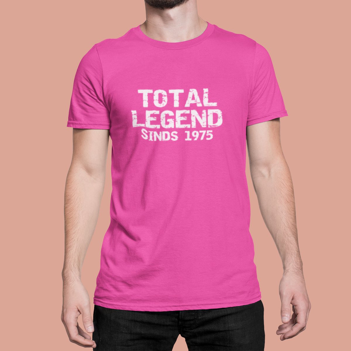 1975 Jaar Roze T-shirt heren - Maat L - Total Legend - Verjaardag Cadeau Mannen - Limited Edition
