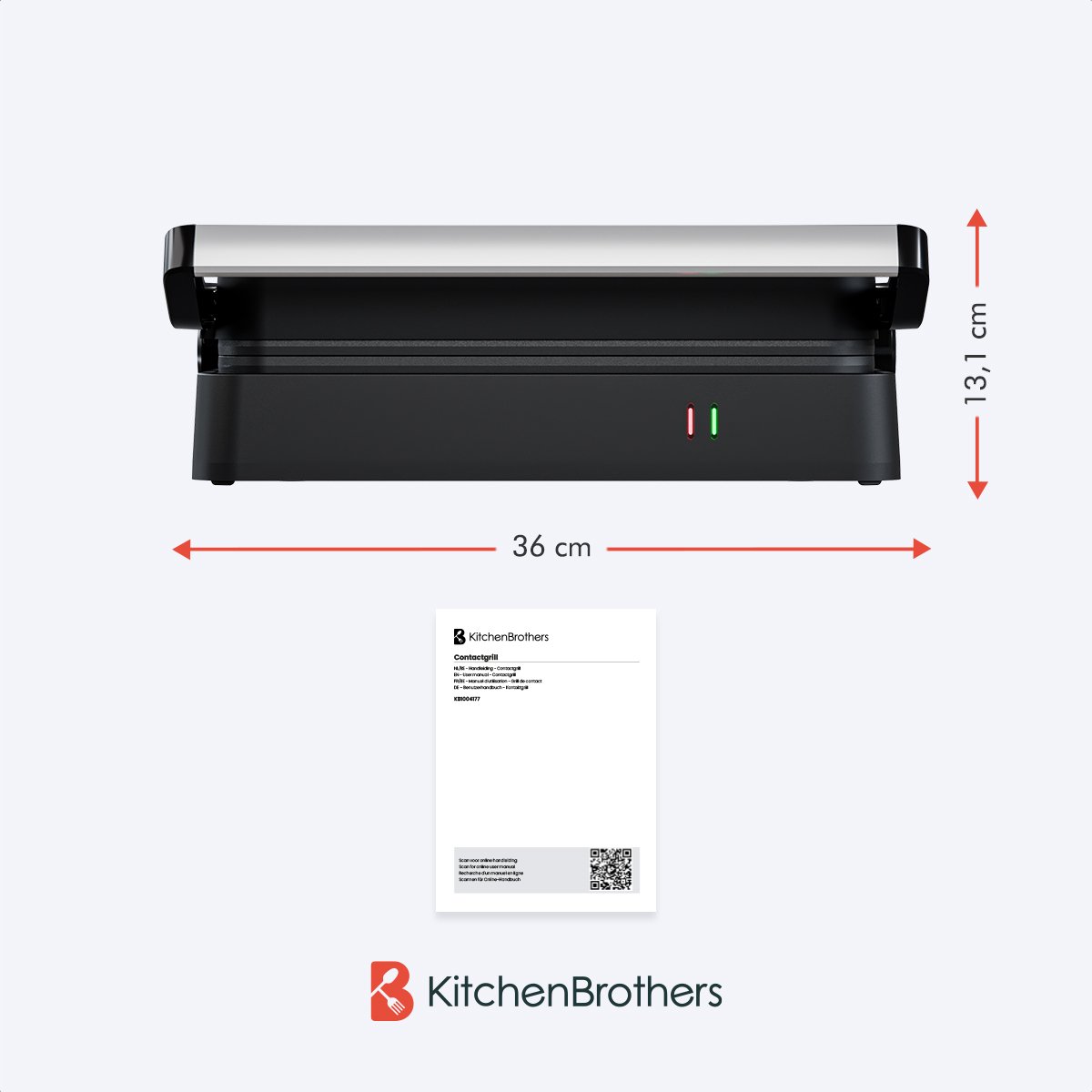 KitchenBrothers Contactgrill - Tosti Apparaat - Panini Grill - Tosti IJzer voor 2 Tosti's - 1200W - Zwart — cadeau in Kookcadeaus - foto 7