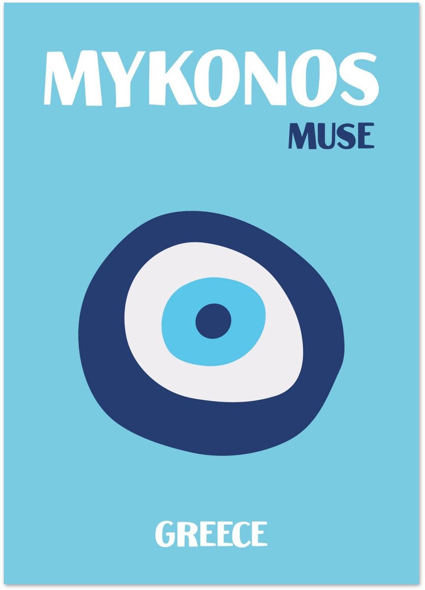 Griekenland - Mykonos Poster 50x70 cm - exclusief lijst