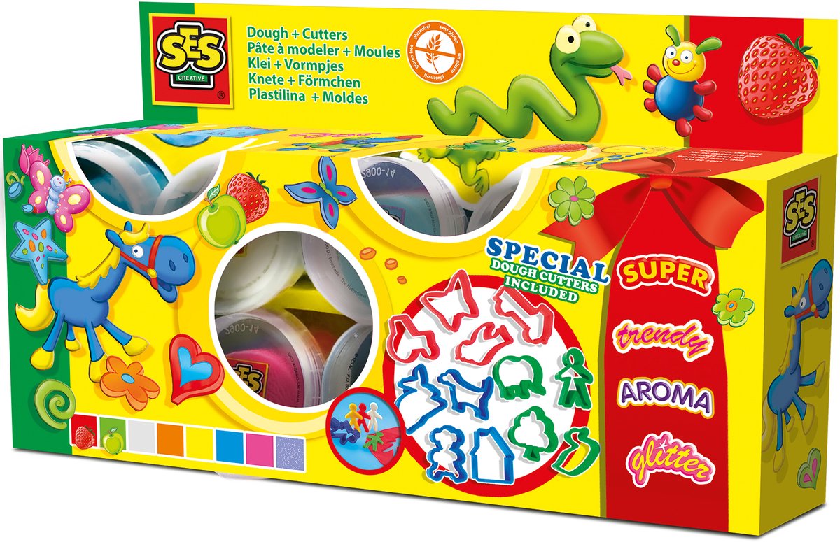 SES Creative - Klei Mania - Mega Set met Kleivormen (8x90g) - Vegan en Glutenvrij - Herbruikbaar - Uitwasbaar - Vanaf 2 jaar