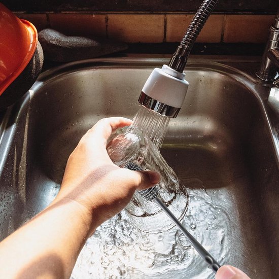 Flessenborstel lange reinigingsborstel waterdruppel flessenreiniger voor smalle halshouder sportfles glaswerk grijs — afbeelding 5