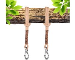 Schommelbevestiging boom - 2 stuks - 60 cm - hangmat - ophangtouw - instelbaar - hangstoel - riem met karabijnhaak - boomschommel - ophanging - bevestigingsset voor schommels hangmat - schommelaccessoires - tuinbevestiging