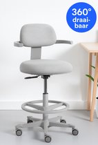 Backerz Ergonomische Werkkruk met Voetsteunring - Bureaustoelen voor Volwassenen - Volledig Verstelbaar, tot 120kg - Office Chair - Gamestoel - Wit