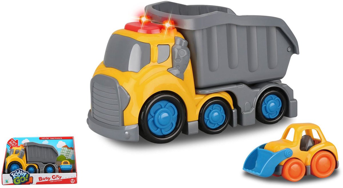 KiddyGo speelgoed dumptruck met licht en geluid 19,5 cm - multicolor.