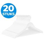 ACAZA Kledinghangers - Kleerhangers - 20 Stuks - Kinder/Kinderen - 100% FSC-Gekeurd Duurzaam Hout - Wit