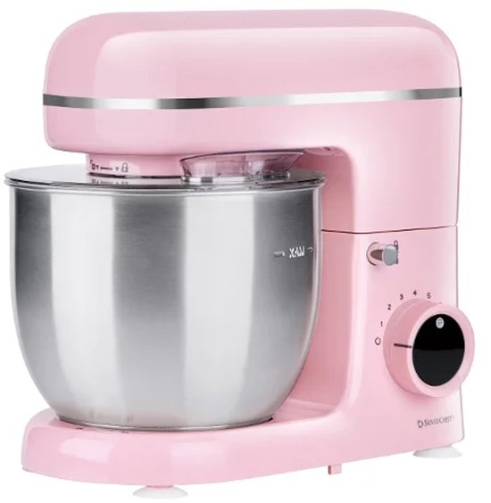 SILVERCREST® KITCHEN TOOLS Keukenmachine pastel - Vermogen: 600 W - Inhoud: 5 L - Inclusief spatbescherming met vulopening, deeghaak, eiwitklopper en garde - Met extra pulsfunctie - Afneembare accessoires zijn vaatwasmachinebestendig - Roze van SilverCrest — afbeelding 2