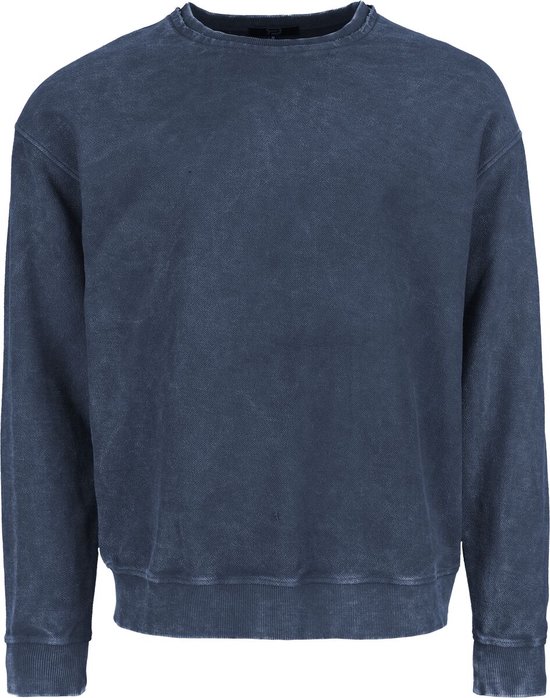 R.E.D. Rock-Engineered Design Blauw sweatshirt met open naad bij de kraag - Heren - XL