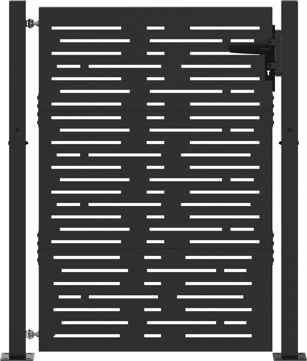 vidaXL - Tuinpoort - met - slot - Zwart - 110 - x - 130 - cm - Gepoedercoat - staal