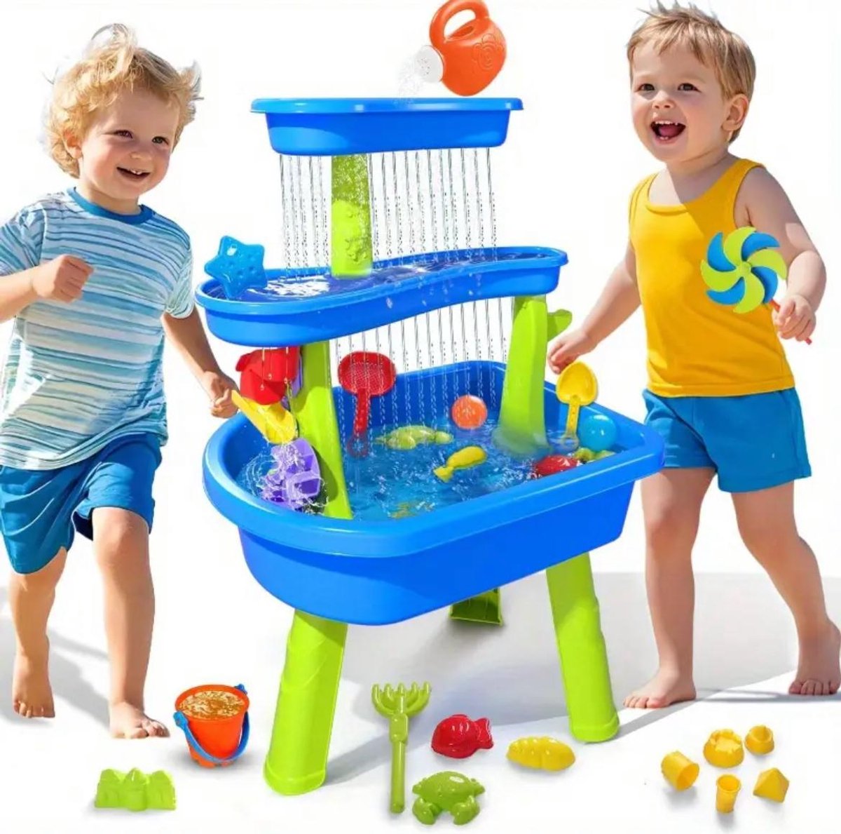 Watertafel & Zandtafel in één - 36-delig Buitenspeelgoed - Water speelgoed voor kinderen - 3-laagse watertafel - Hoogte van 71 cm — afbeelding 9