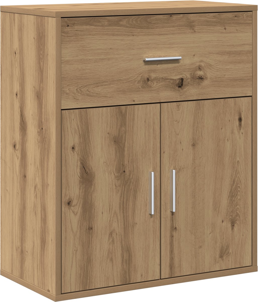 vidaXL - Dressoir - Artisan - Eiken - 60 - x - 31 - x - 70 - cm - Bewerkt - hout