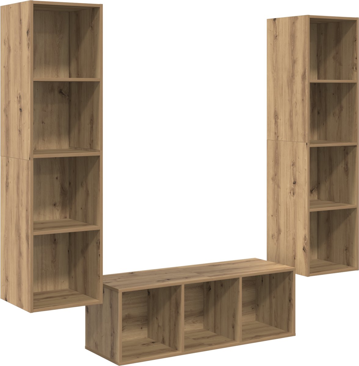 vidaXL - Tv-meubelset - 3 - pcs - Artisan - Eiken - Bewerkt - hout