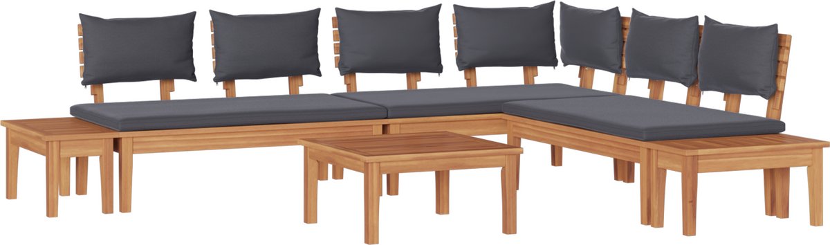 vidaXL - Tuinbank - Set - 3 - pcs - Bruin - en - Grijs