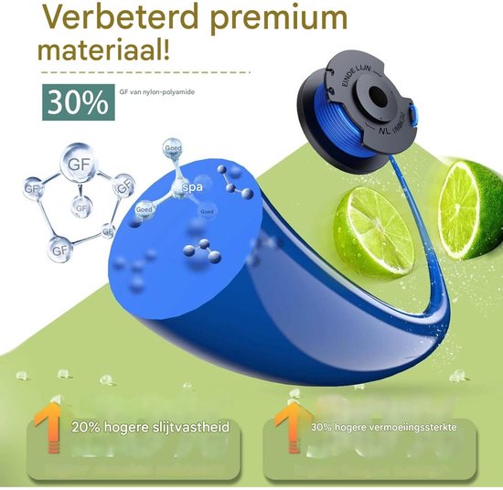TOVBMUP 15 Stuks Grasmaaibladsnoeren Set - Vervangende Spoelen met Automatisch Lijnvoer - Geschikt voor Ryobi ONE+ 18V 24V 40V Grasmaaiers - Ø1.65mm x 3.4m - Duurzaam ABS Materiaal - Incl. 12 Spoelen en 3 Dekselkappen van Tovbmup — afbeelding 4