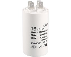 sourcing map CBB60 condensator 16uF 450V AC dubbel inzetstuk 50/60Hz cilinder 75x37mm wit voor motor waterpomp luchtcompressor