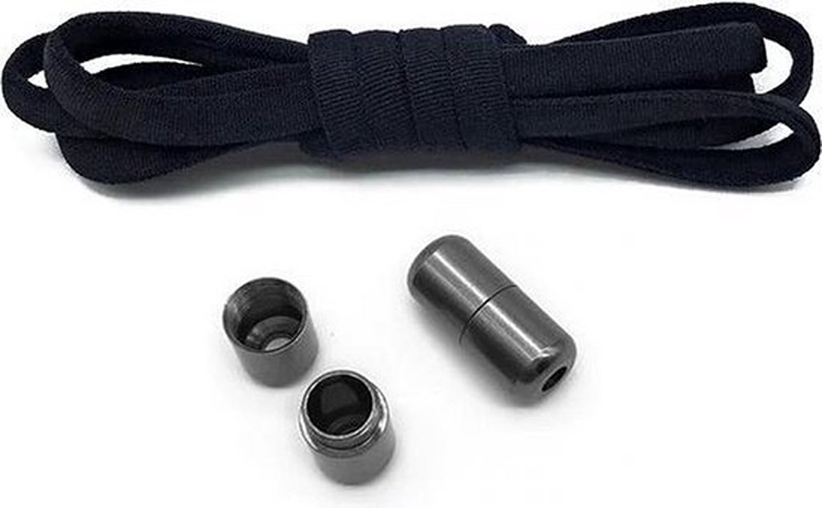 Hypify® | Elastische Veters met lock gesp | All Black | Schoenveters | Nooit meer strikken | Zwart | No Tie | zwarte gesp