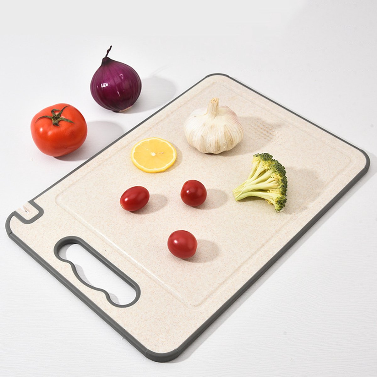 Dutch Wanted Roestvrijstalen Snijplank - RVS Snijplank - Dubbelaspfunctie - Cutting Board - Vaatwasserbestendig - Antislip Materiaal - RVS zijdig met Tarwevezel kant - Vermijd Microplastics - Hygiene - BPA Vrij