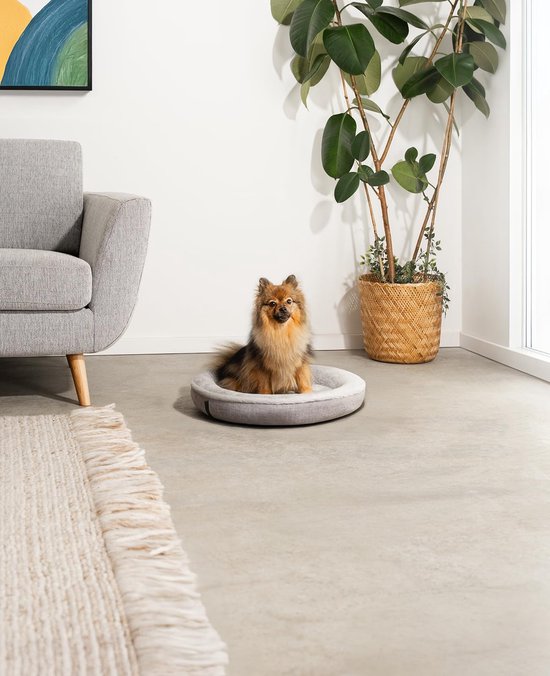 lionto Hondenmandje met pluizig omkeerbaar kussen, knus huisdierbed in gemêleerd design met diepe instap voor honden & katten van alle groottes, (L) 110x80 cm, Zacht Hondenbed, Grijs