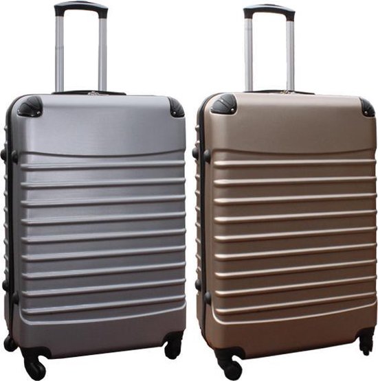 Travelerz kofferset 2 delig ABS groot - met cijferslot - 95 liter - zilver - goud