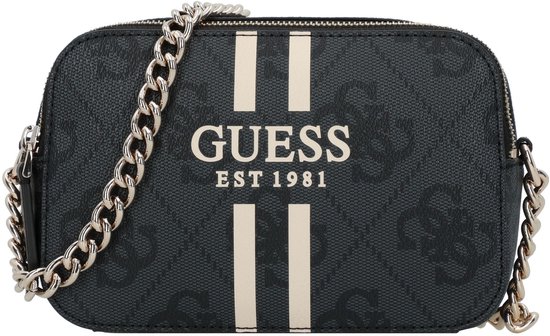 GUESS sac à épaule bandoulière Noelle II Crossbody Camera Bag Coal Logo gris foncé