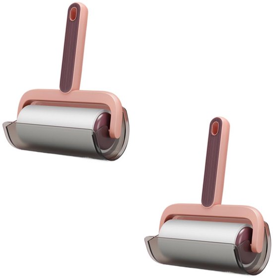 2-stuks Pluizenverwijderaar met afscheurmechanisme - Roller pluizenverwijderaar - Roller sterke dierenhaarverwijderaar - 55 scheuren - Geschikt voor het verwijderen van dierenhaar, banken, kleding, tapijten, beddengoed - Roze en paars
