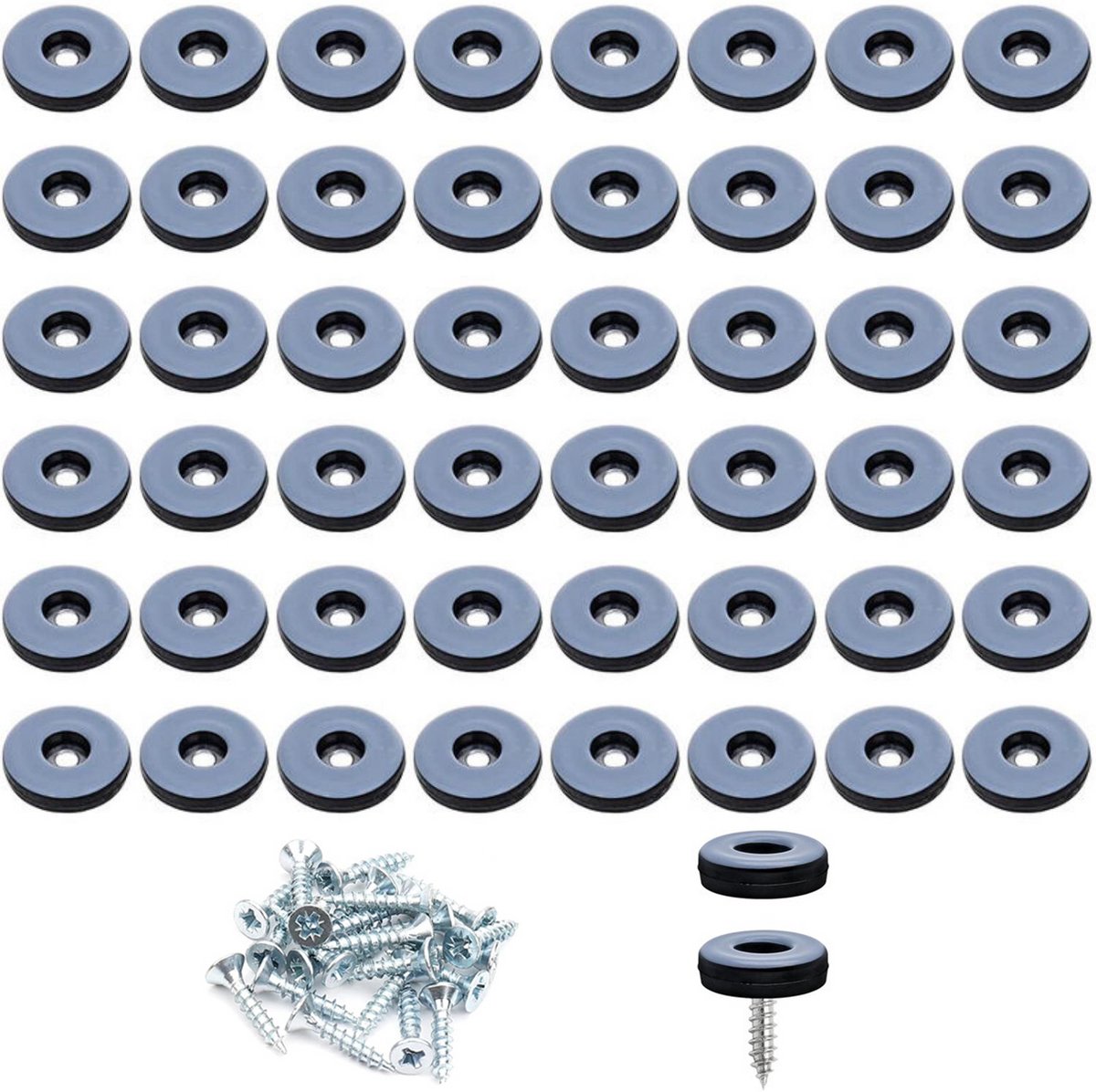Cuhostki - 48 Stuks - Meubelglijders Teflon Ø19mm - Stoelglijders Met Schroeven - Groen/Zwart - Voor Tafels, Banken & Kasten - Vloerbescherming & Geluidsreductie